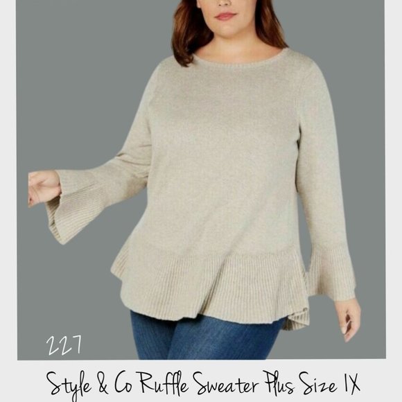 Style & Co Heathered Beige Plus Size Sweater - Picture 3 of 4